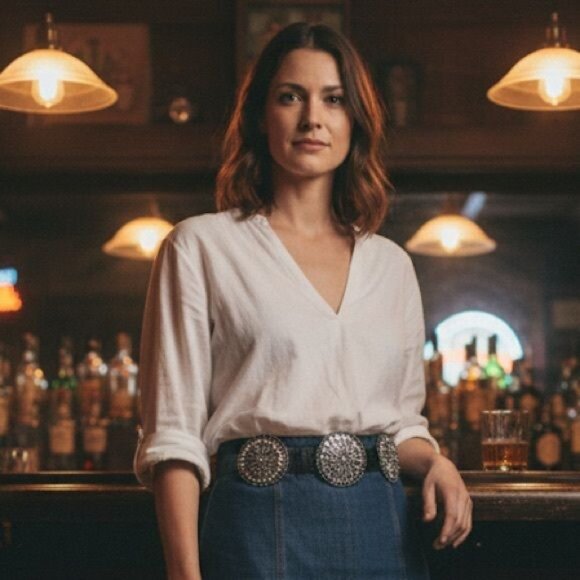 Tony Lama Austin Glimmer Ostrich Leather Rhinestone Concho Belt in Black Size 36 - Picture 2 of 14